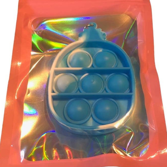 Blue/White Pineapple Push Pop Bubble Fidget Toy Keychain/Bag Tag***NWOT - Picture 2 of 2